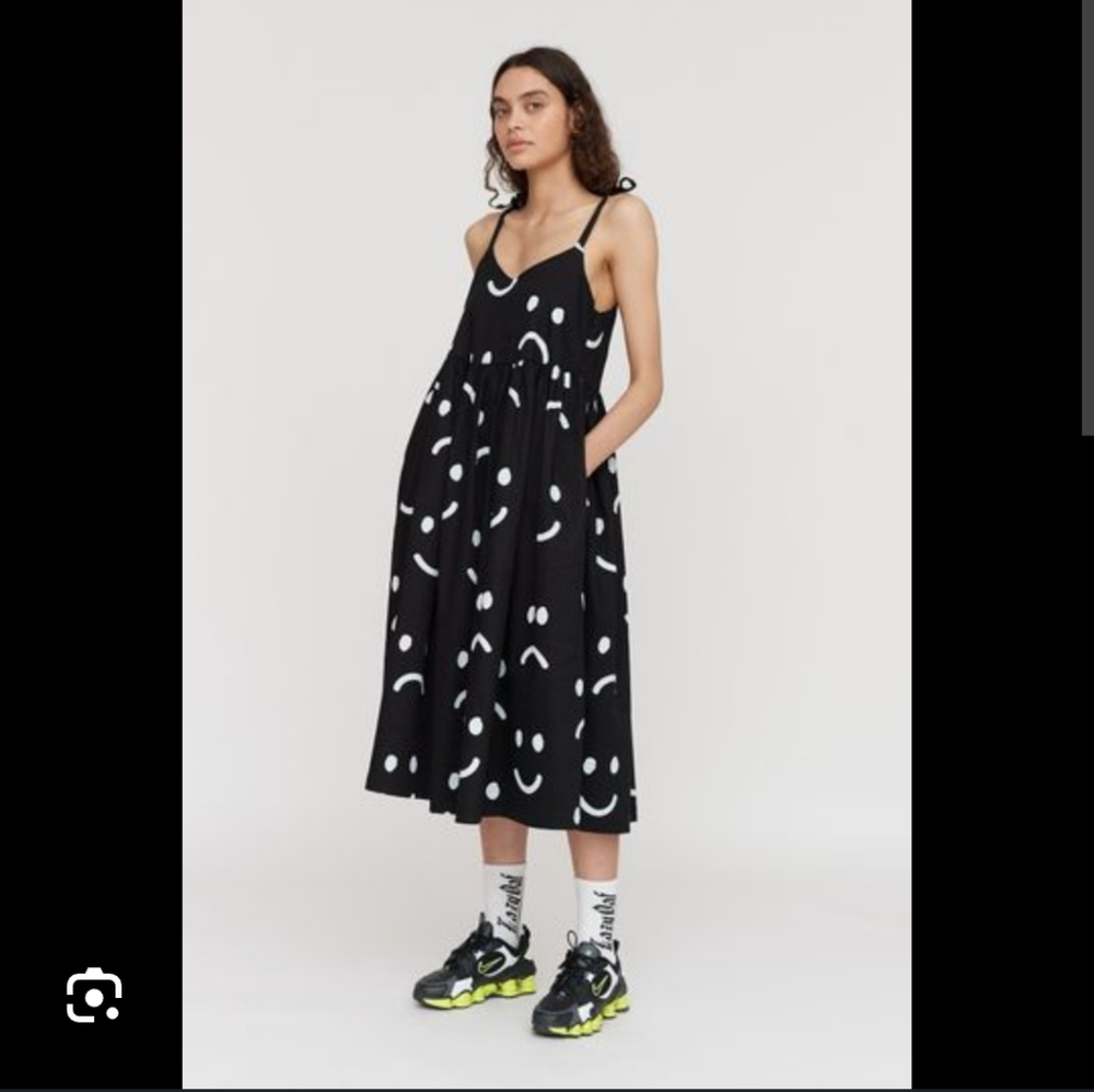 Happy Sad Shoulder Tie Dress - UK12